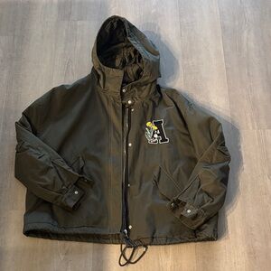 Dark Olive Hooded Jacket with Floral 'A' Patch